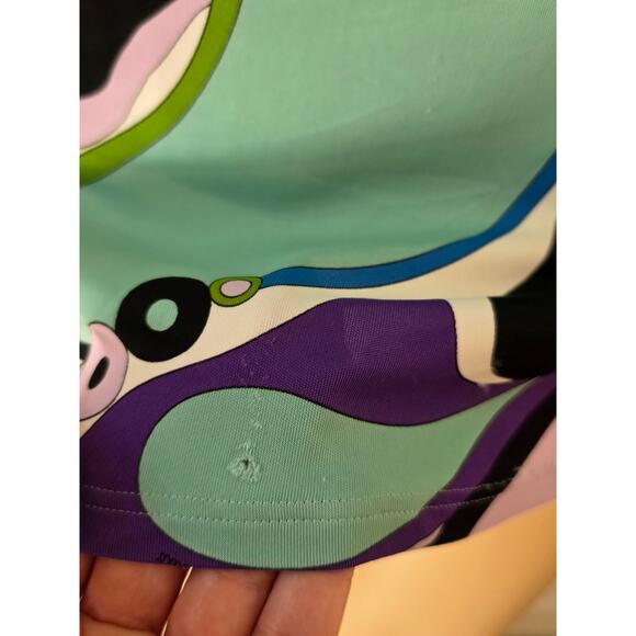 Emilio Pucci Purple Multicolor Signature Print long-sleeved dress 10 sz - Picture 13 of 16